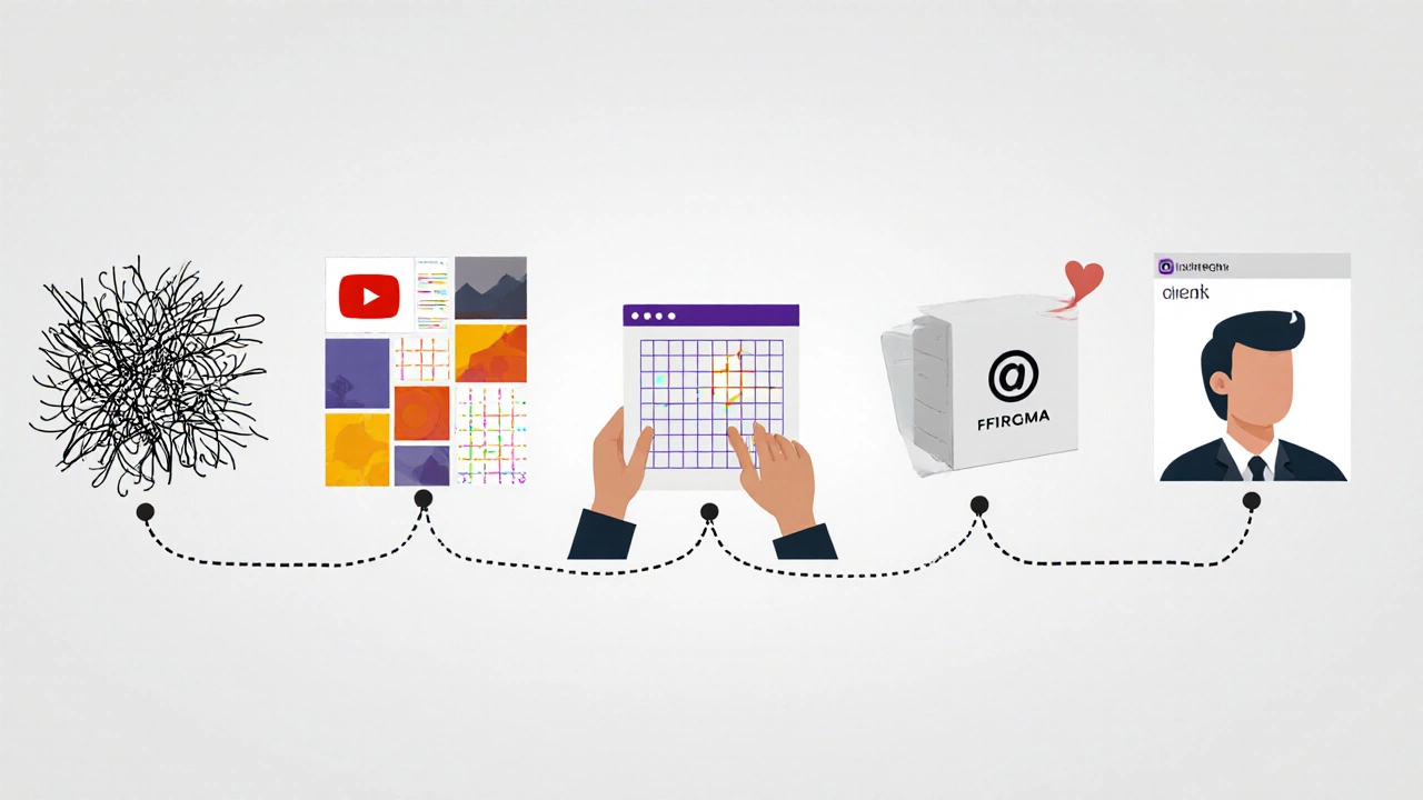 Визуальная хронология: от хаотичных набросков к профессиональным дизайнерским работам.