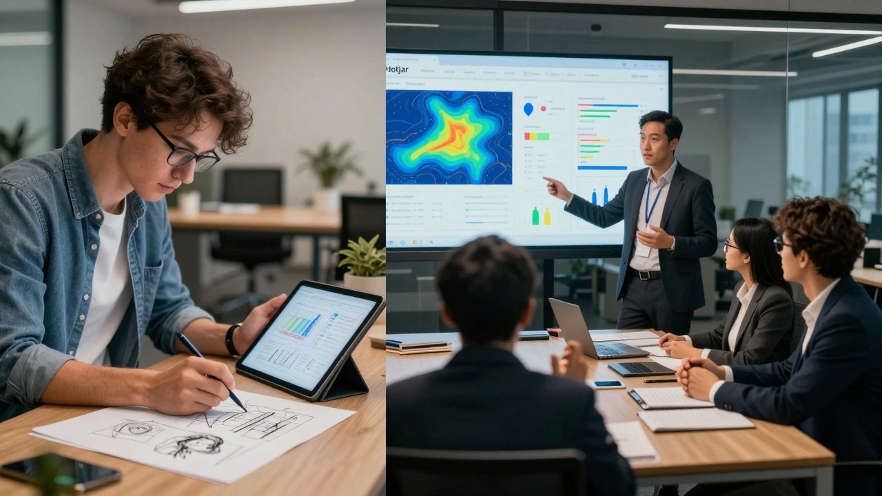 Сравнение карьерного роста: начинающий дизайнер и опытный руководитель.