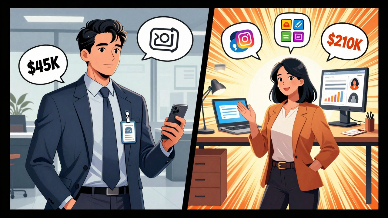 Два дизайнера в Чикаго: один с зарплатой K, другой — с доходом 0K благодаря продуктам и соцсетям.