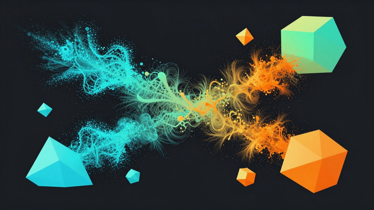 Цифровые абстрактные фигуры и световые эффекты символизируют технологии