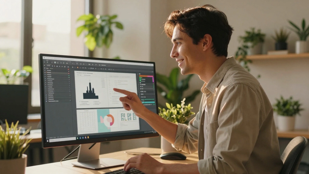 Уверенный дизайнер в современном офисе рассматривает проект