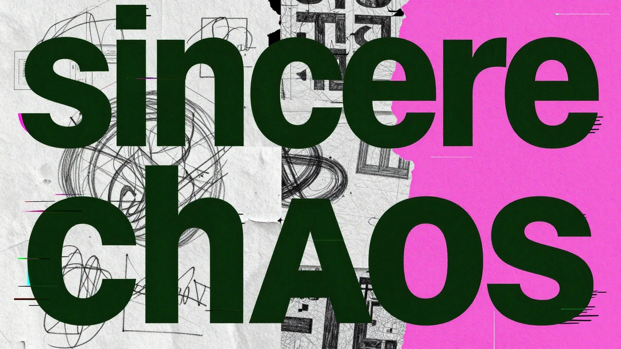 Арт-коллаж в стиле брутализма с грубыми шрифтами и текстурами бумаги